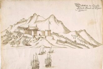 Sketsa Pelabuhan Solor Watan Lema, Persekutuan Lima Kerajaan Muslim di Solor antara tahun 1613 -1645. Dok. Pribadi Bara Pattyradja