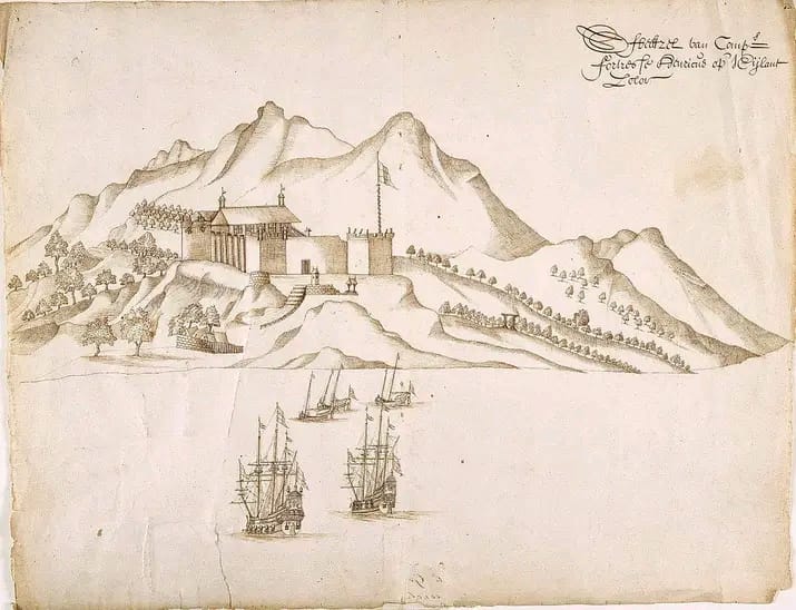 Sketsa Pelabuhan Solor Watan Lema, Persekutuan Lima Kerajaan Muslim di Solor antara tahun 1613 -1645. Dok. Pribadi Bara Pattyradja